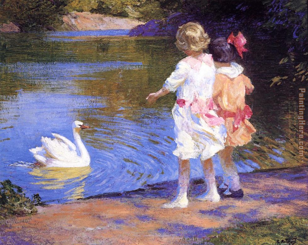 980x781 Edward Henry Potthast The Swan Painting Anysize 50% Off - The Swan Painting