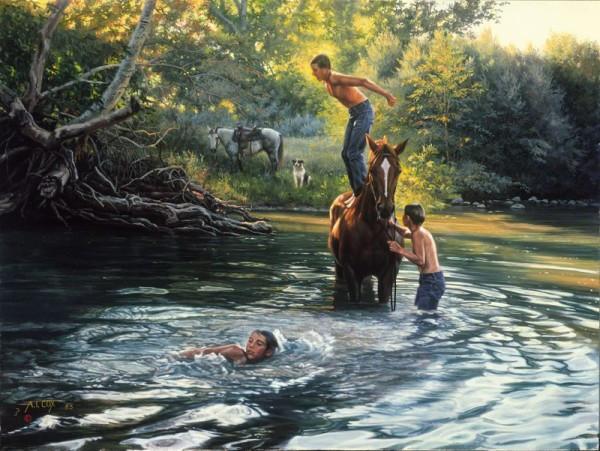 600x451 The Swimming Hole Tim Cox - The Swimming Hole Painting