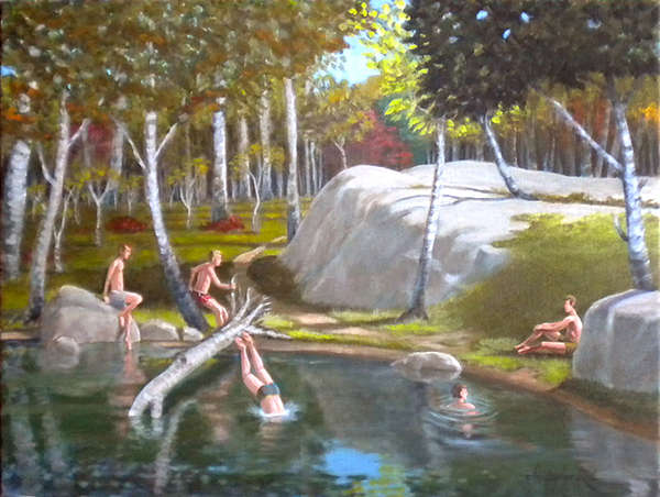 600x452 The Old Swimming Hole Painting By Christopher Roe - The Swimming Hole Painting