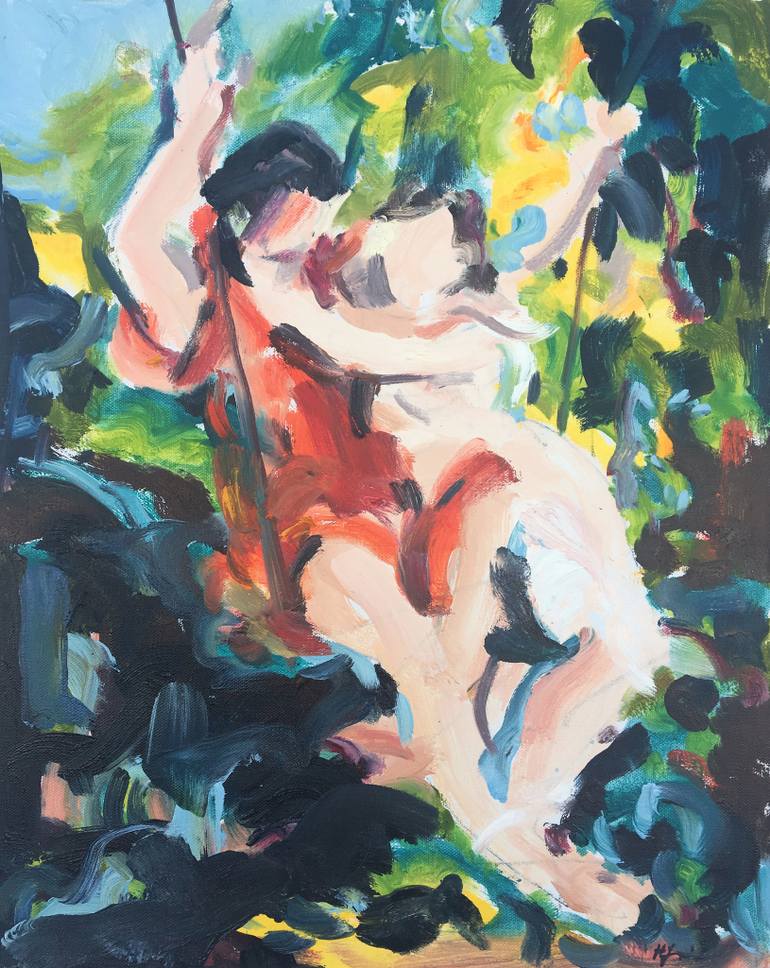 770x968 Saatchi Art Romance On The Swing Ii Painting By Heidi Lanino - The Swing Painting