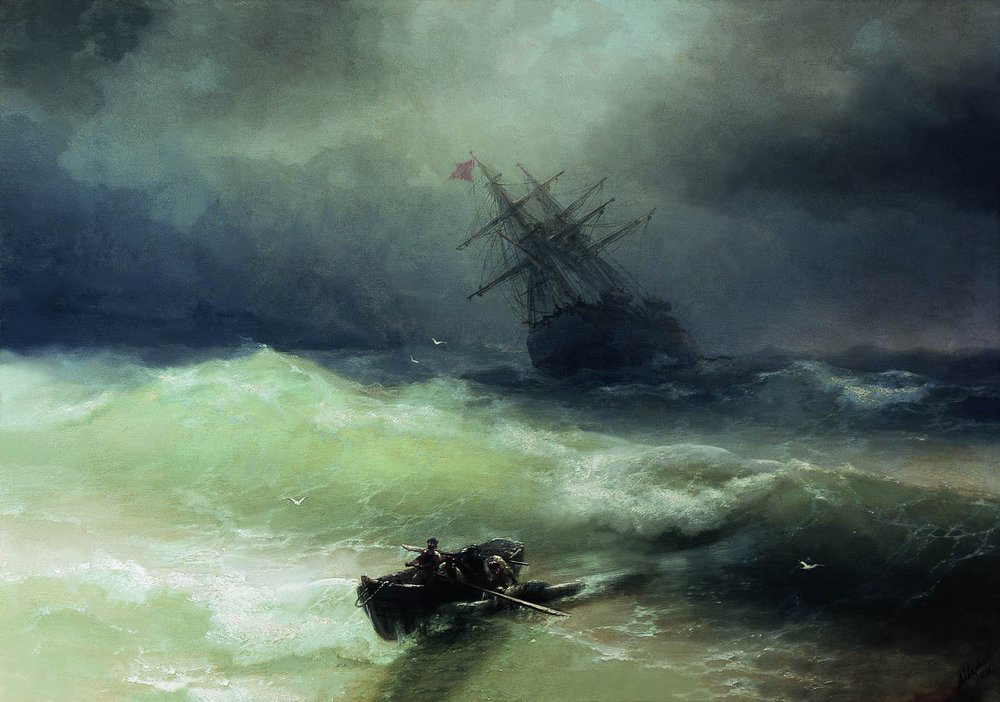 1000x702 Historic Painting By Ivan Aivazovsky, 1886 - The Tempest Painting