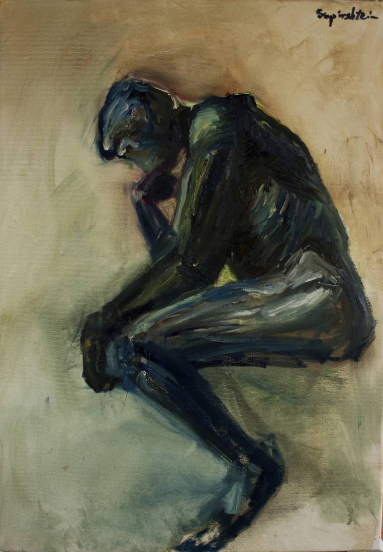 770x1109 Saatchi Art Learning The Thinker Painting By Yossi Sapirshtein - The Thinker Painting