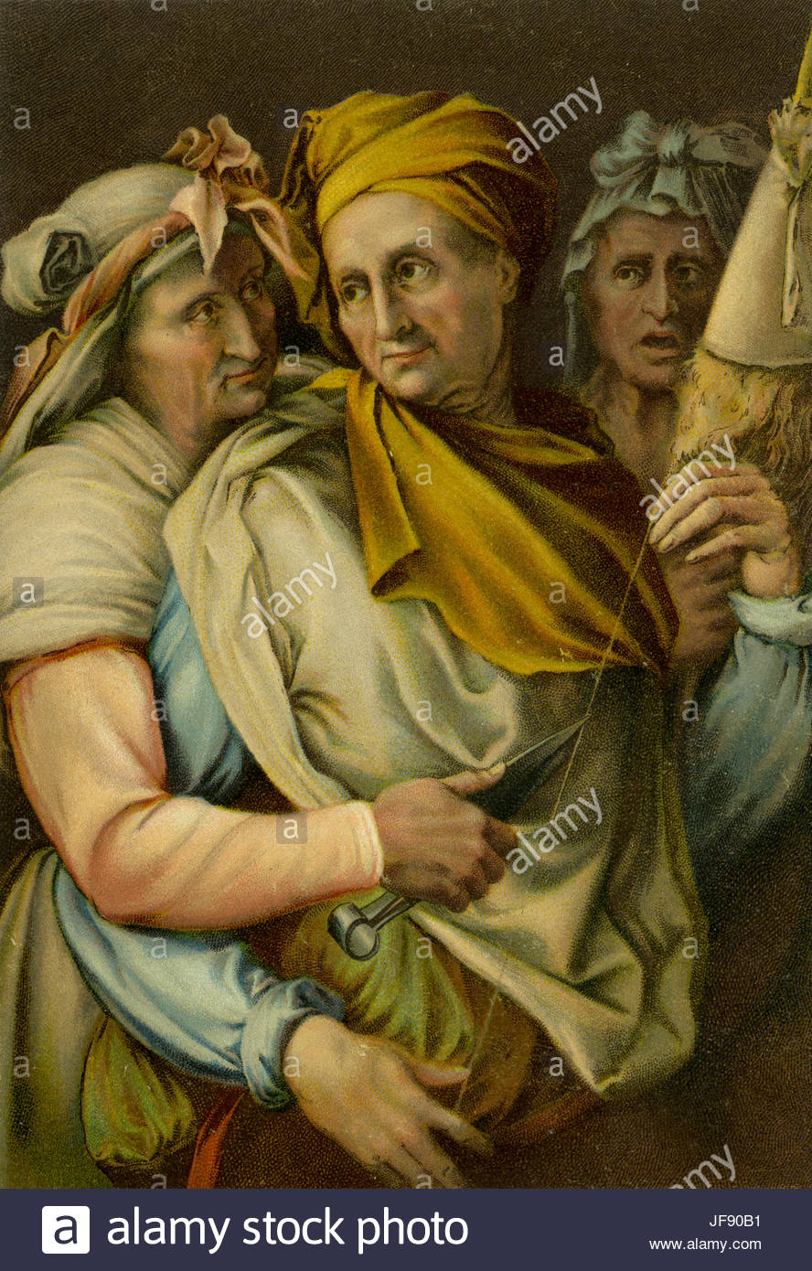 888x1390 The Three Fates, Illustration After Painting By Michelangelo Stock - The Three Fates Painting