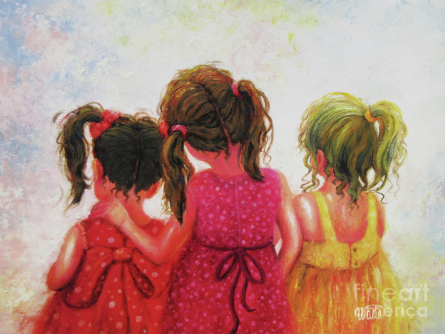 900x675 Three Sisters Brunette, Redhead, Blonde Painting By Vickie Wade - The Three Sisters Painting