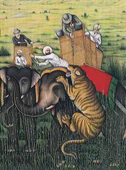 250x336 Indian Painting - The Tiger Hunt Painting