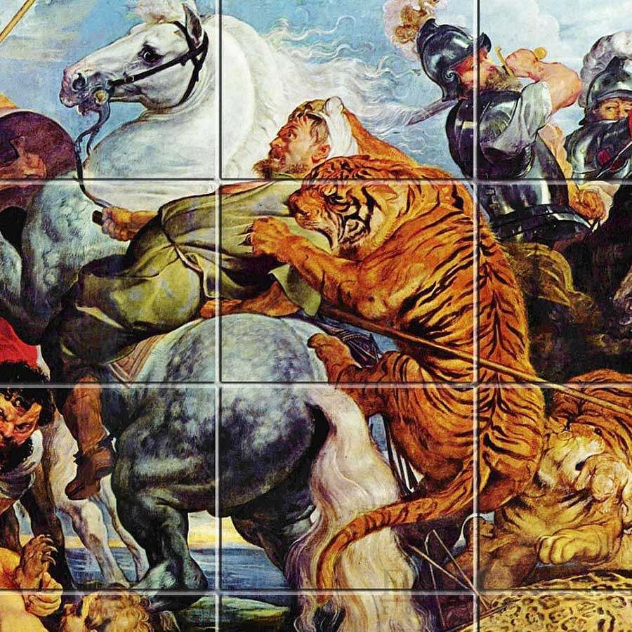 900x900 Republic Of Cameroon Tiger Hunt By Peter Paul Rubens 16 Silver - The Tiger Hunt Painting