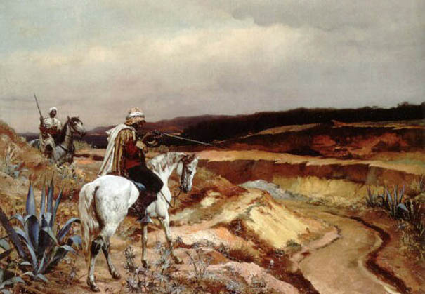 605x419 Rudolf Ernst - The Tiger Hunt Painting