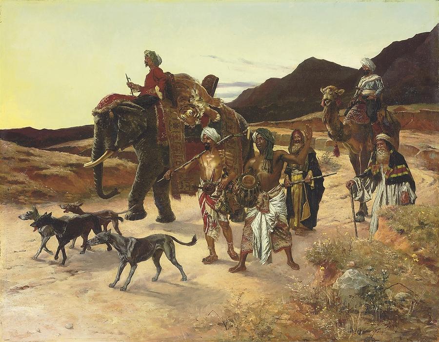 900x701 The Tiger Hunt Painting By Eastern Accent - The Tiger Hunt Painting