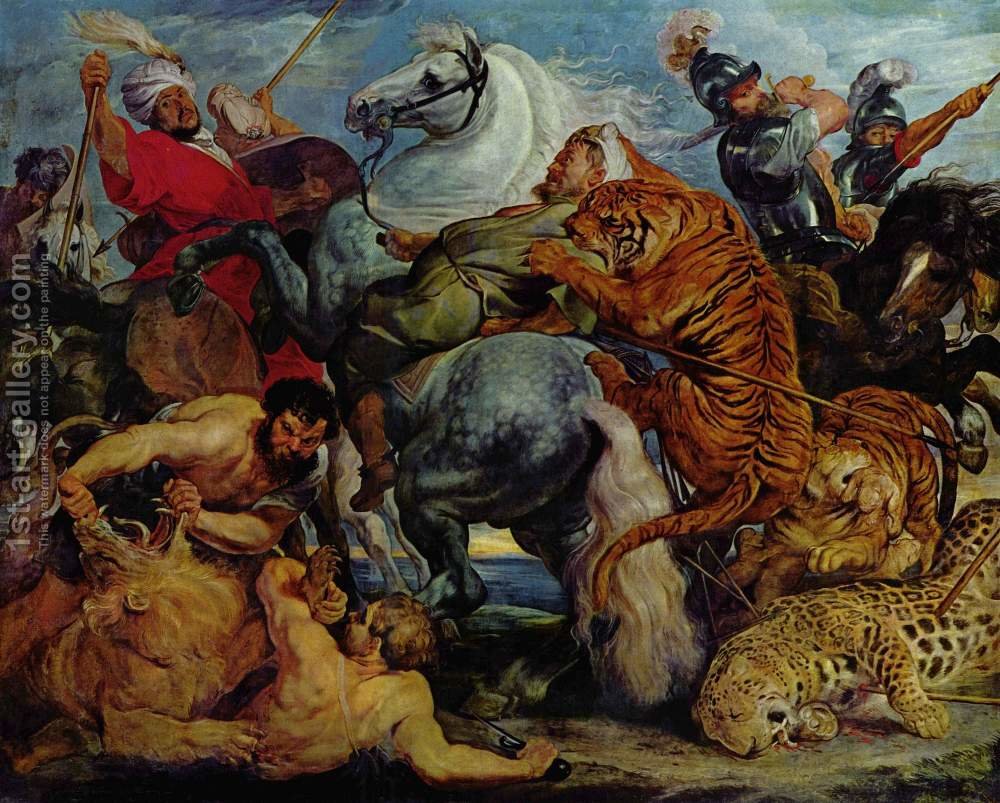 1000x803 Tiger And Lion Hunting Rubens Reproduction 1st Art Gallery - The Tiger Hunt Painting