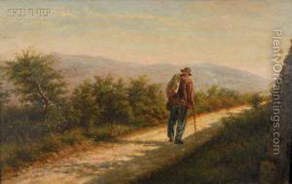 600x378 The Lone Traveler Oil Painting Reproduction By Frank Henry - The Traveler Painting