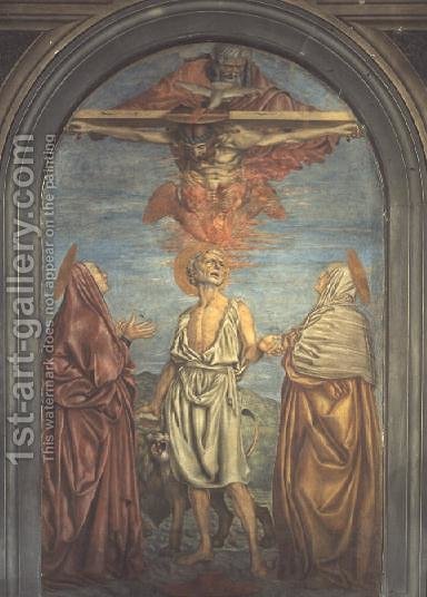 384x536 Holy Trinity With St. Jerome Andrea Del Castagno Reproduction - The Trinity Painting