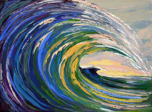 600x443 Waves Seascape Painting - The Tsunami Painting