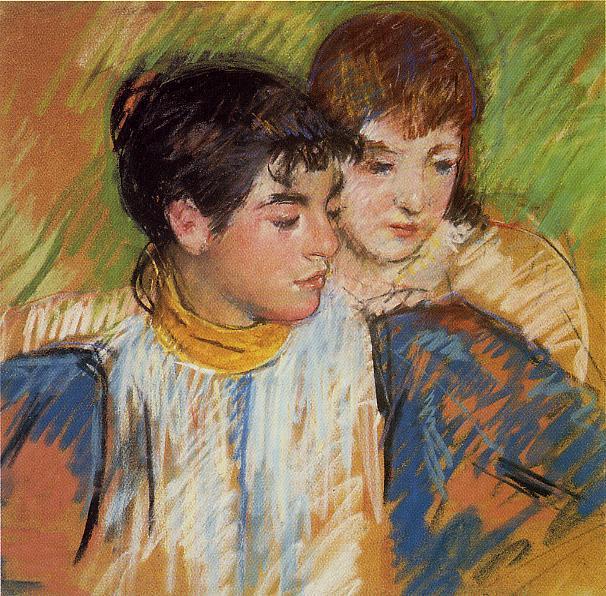 606x596 The Two Sisters 1893 1894 Painting Mary Cassatt Oil Paintings - The Two Sisters Painting