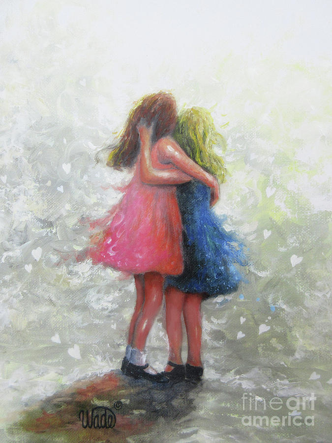 675x900 Two Sisters Hugging Painting By Vickie Wade - The Two Sisters Painting