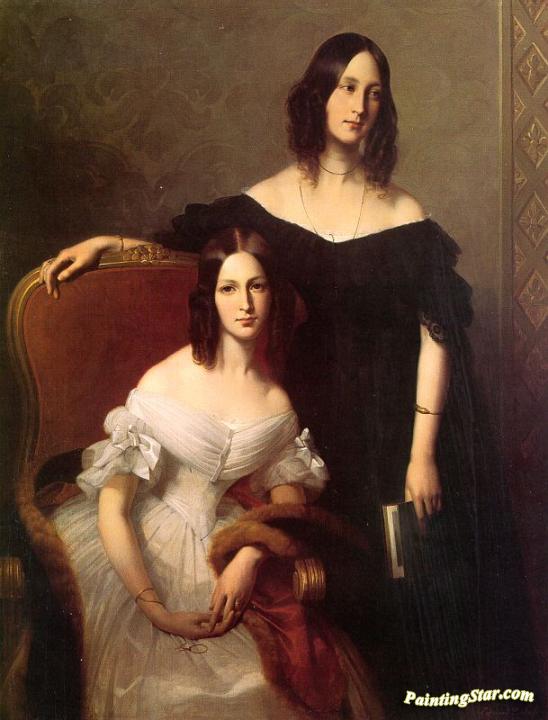 548x720 Portrait Of Two Sisters Artwork By Edouard Louis Dubufe Oil - The Two Sisters Painting