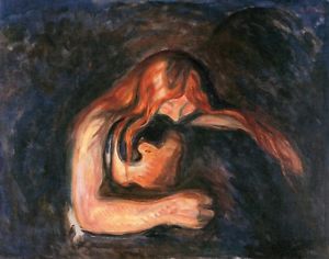300x236 Edvard Munch 1895 Vampire Painting Poster Fine Art Re Print A4 Ebay - The Vampire Painting