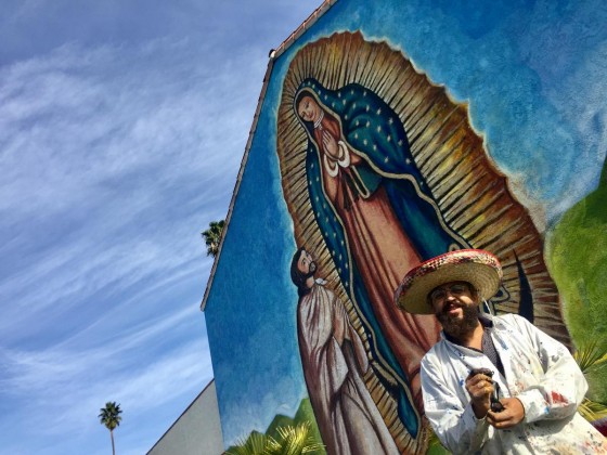 560x420 Massive Image Our Lady Guadalupe Painted On Side - The Virgin Of Guadalupe Painting