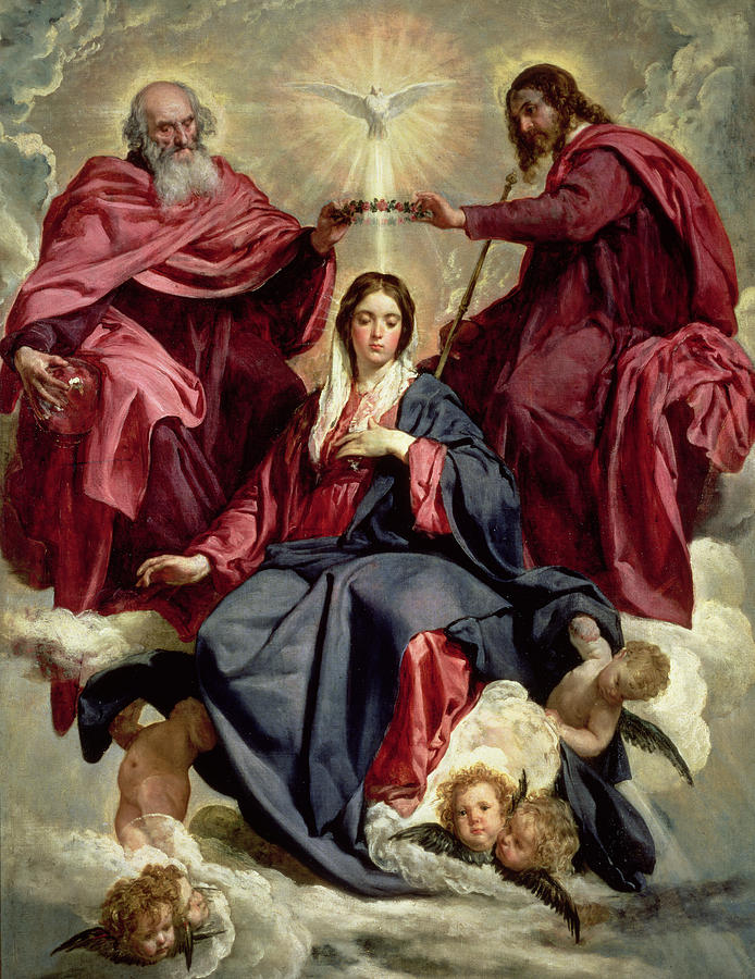 694x900 Coronation Of The Virgin Painting By Diego Velazquez - The Virgin Painting