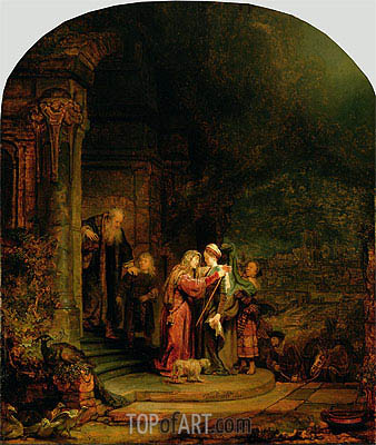 338x400 The Visitation Rembrandt Painting Reproduction 8890 Topofart - The Visitation Painting