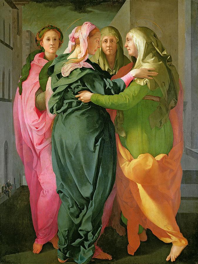 674x900 The Visitation Painting By Jacopo Pontormo - The Visitation Painting
