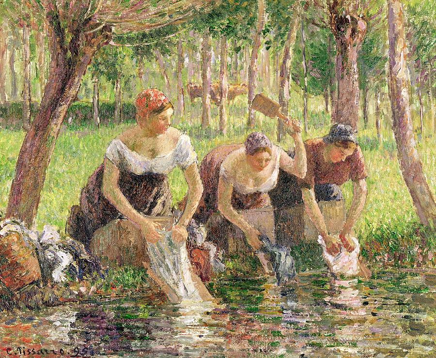 900x739 The Washerwomen Painting By Camille Pissarro - The Washerwoman Painting