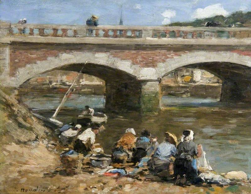 800x619 Washerwomen On The Banks Of The River Touques Art Uk - The Washerwoman Painting