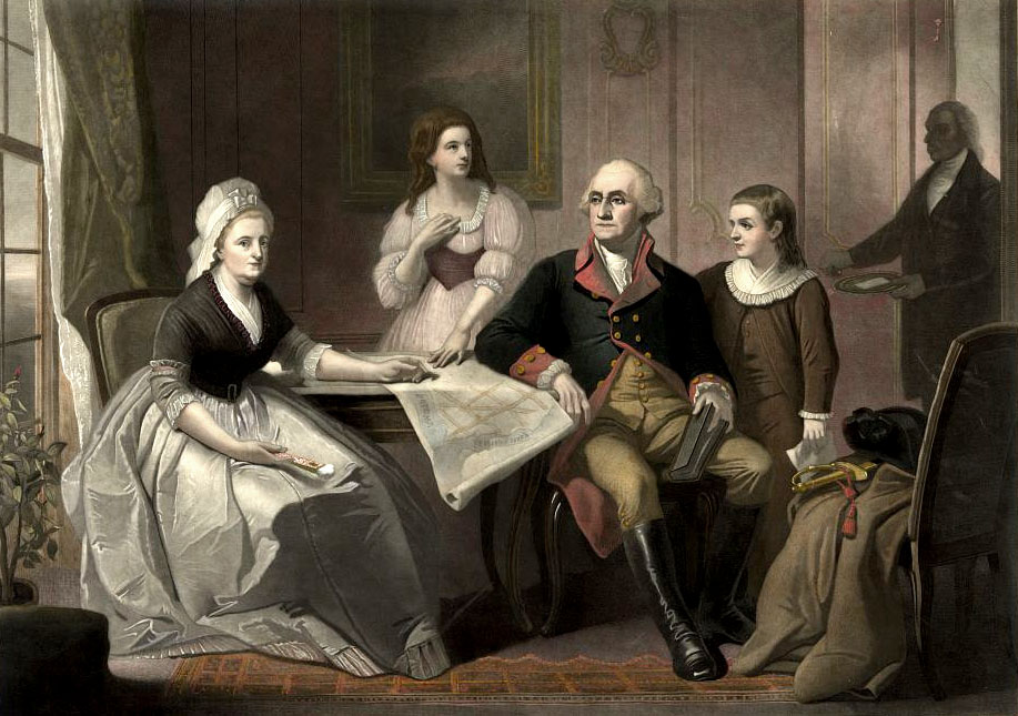 917x645 An Engraving Of George Washington And His Family President - The Washington Family Painting