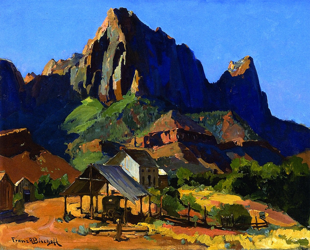 1267x1024 The Watchman Zion National Park Utah Painting Franz Bischoff Oil - The Watchman Painting