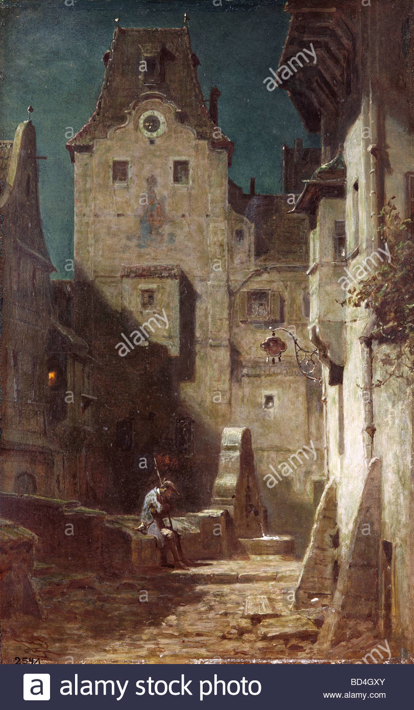 811x1390 Fine Arts, Spitzweg, Carl (1808 - The Watchman Painting