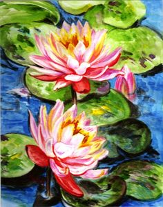 236x300 Water Lily Paintings Oil Painting By M Baldwin Depicting - The Water Lilies Painting