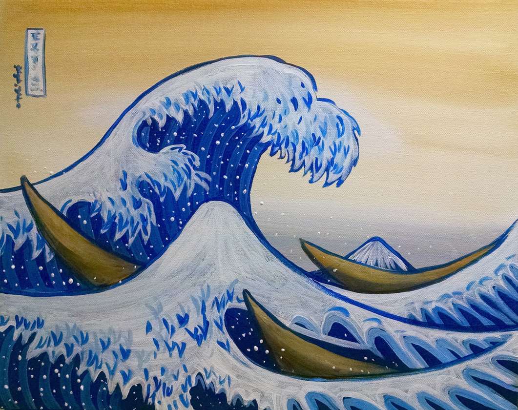 1061x840 The Great Wave Off Kanagawa - The Wave Painting