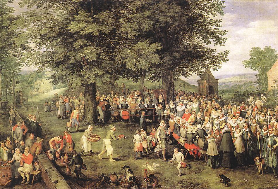 950x648 Wedding Banquet Painting Jan The Elder Brueghel Oil Paintings - The Wedding Feast Painting