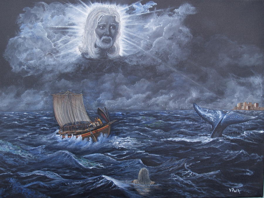 900x675 God Summons The Whale Painting By Vicky Path - The Whale Painting