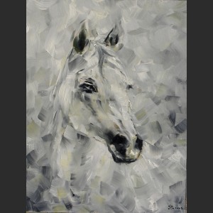 300x300 Portrait Of A White Horse Painting By Ioan Popei - The White Horse Painting