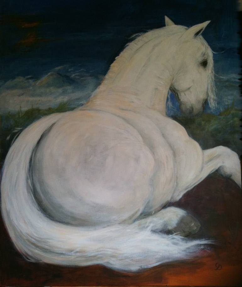 770x913 Saatchi Art The White Horse Painting By Gloria Dean - The White Horse Painting