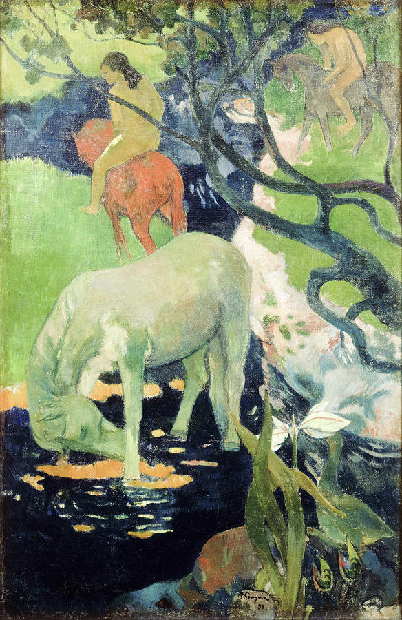 584x900 The White Horse Painting By Eugene Henri Paul Gauguin - The White Horse Painting