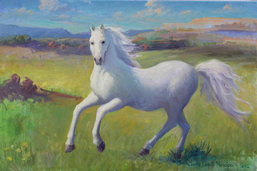 900x598 White Horse Painting By Gwen Carroll - The White Horse Painting