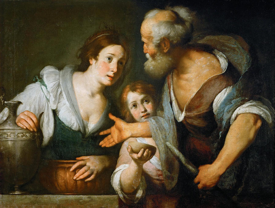 900x681 Prophet Elijah And The Widow Of Sarepta Painting By Bernardo Strozzi - The Widow Painting