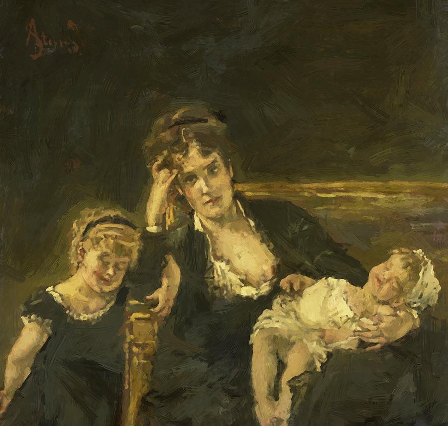 900x857 The Widow Painting By Stevens Alfred - The Widow Painting