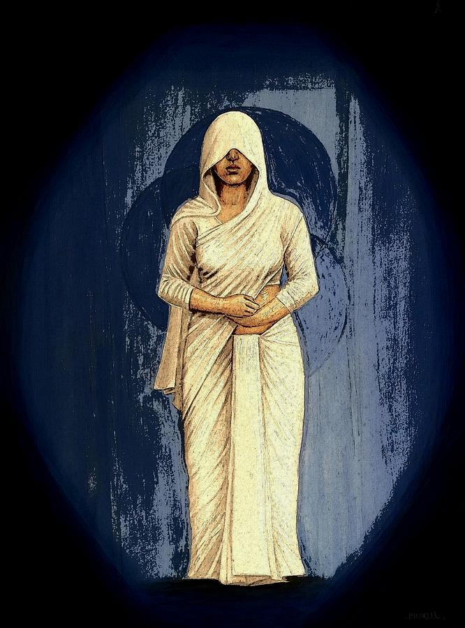 666x900 Woman In White - The Widow Painting
