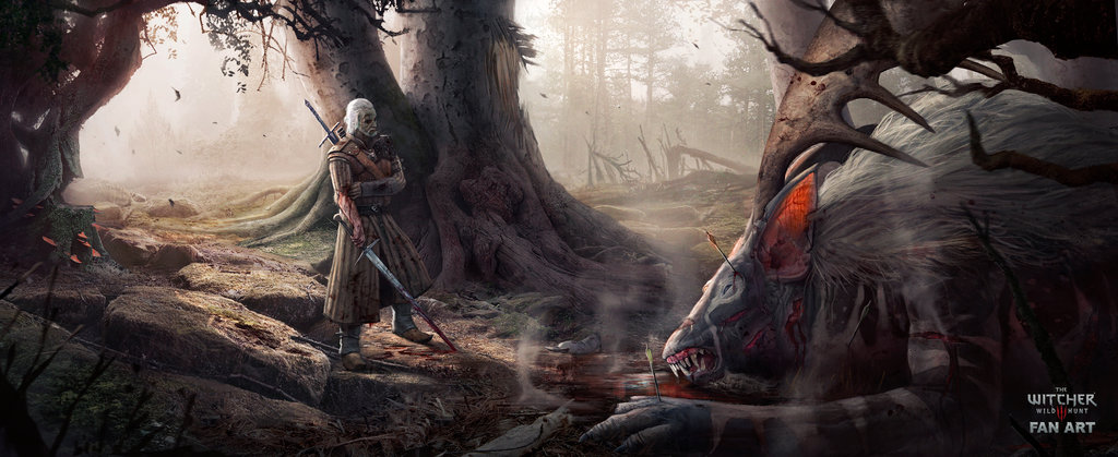 1024x419 That Looks Like A Tough Battle. Witcher - The Witcher 3 Painting