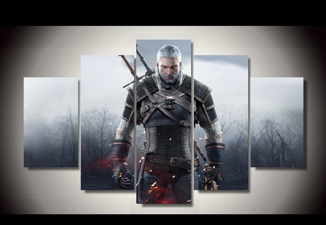 640x442 5 Panels Sport The Witcher 3 Paintings Wall Art Home Decoration 5 - The Witcher 3 Painting