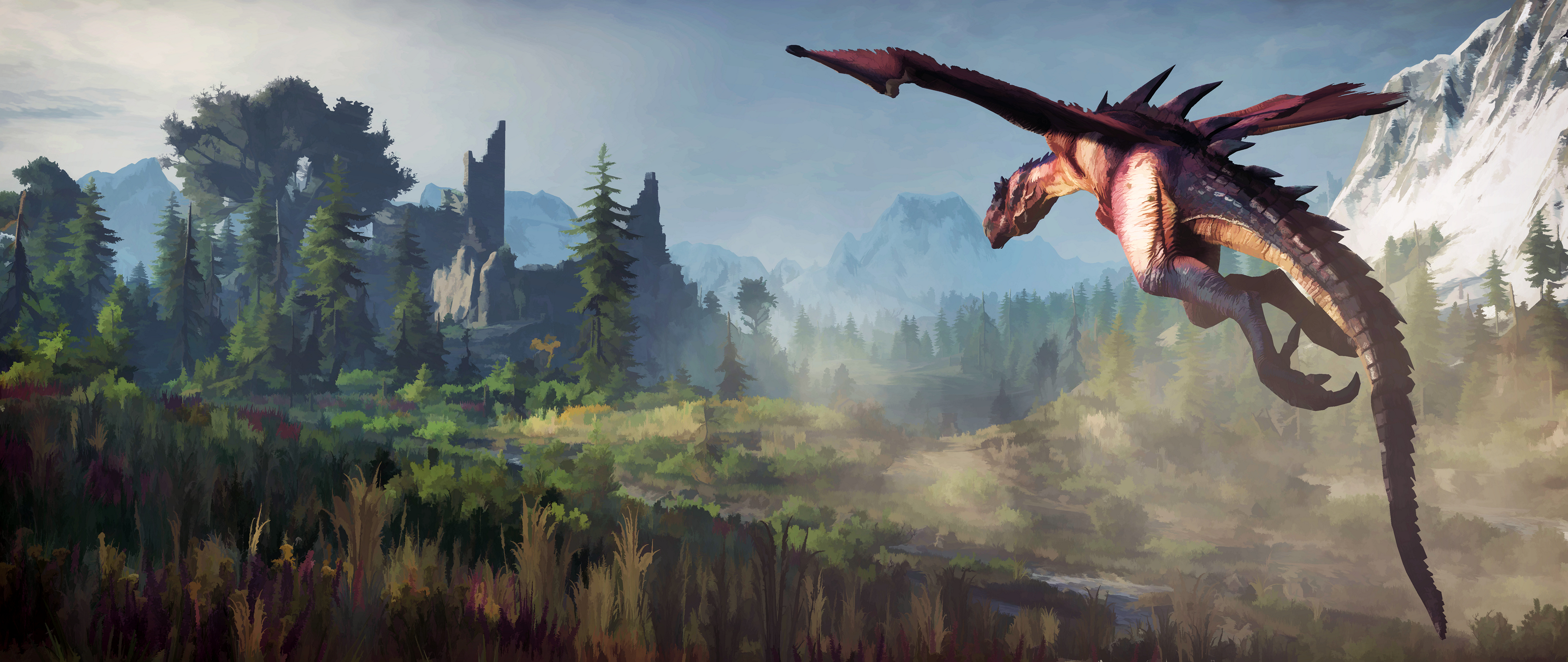 3413x1440 I Turned A Lot Of My Witcher 3 Screenshots Into Paintings Gaming - The Witcher 3 Painting