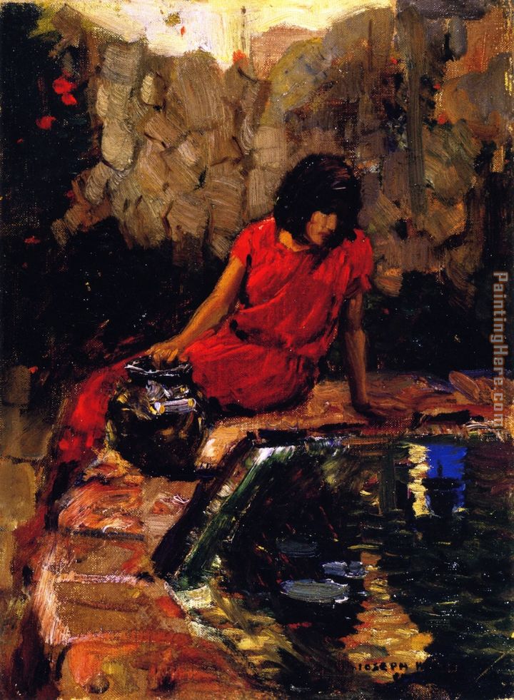 720x981 Joseph Kleitsch Woman - The Woman At The Well Painting