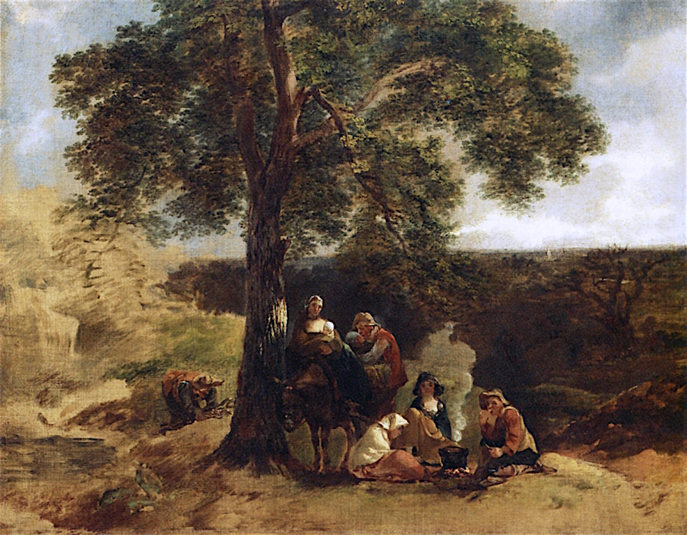 986x768 Open Landscape With Wood - The Wood Gatherer Painting