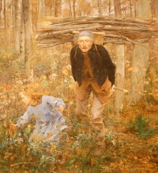 535x585 The Wood Gatherer Jules Bastien Lepage (1848 1884, French) Art - The Wood Gatherer Painting