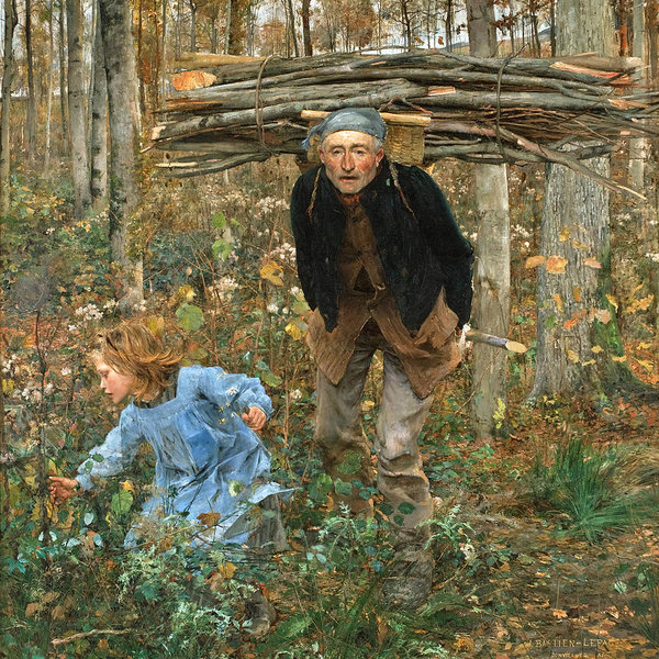 600x600 The Wood Gatherer Poster By Jules Bastien Lepage - The Wood Gatherer Painting