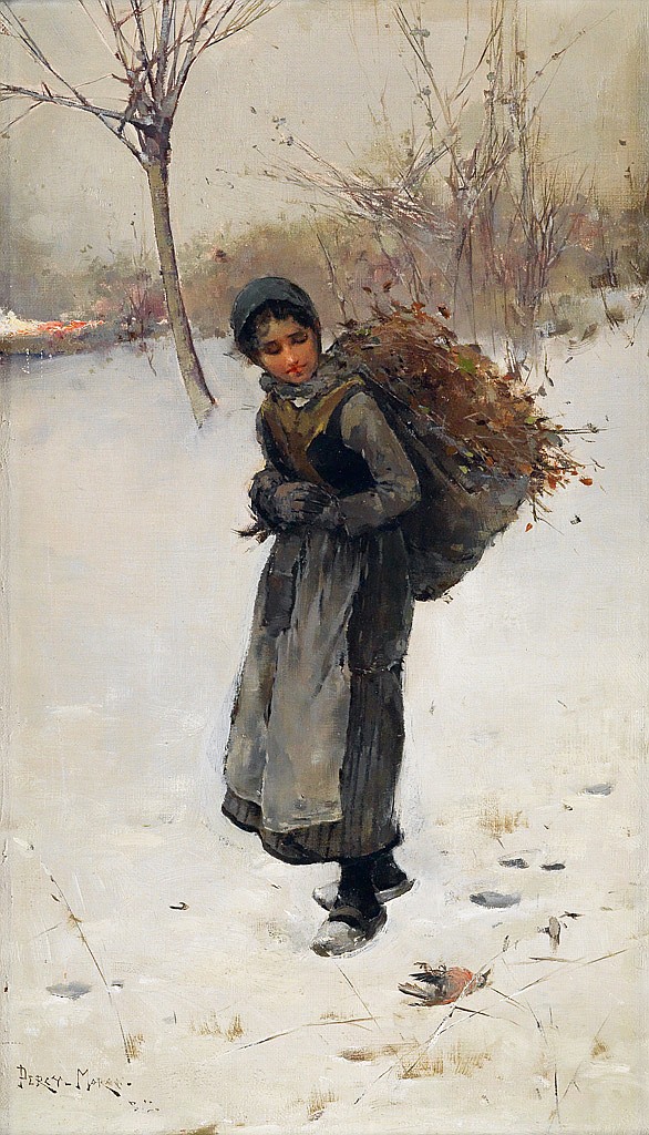 586x1024 Edward Percy Moran The Wood Gatherer. - The Wood Gatherer Painting