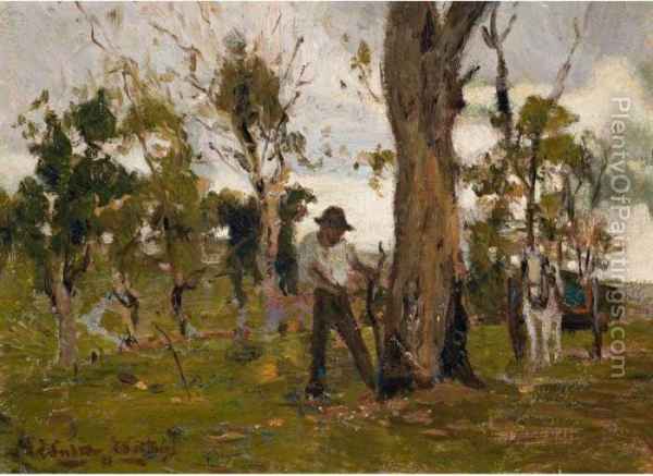 600x437 The Wood Gatherer Oil Painting Reproduction By Walter Withers - The Wood Gatherer Painting