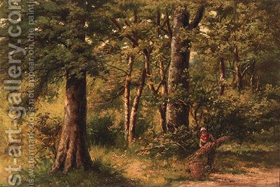 400x268 The Woodgatherer Hendrik Barend Koekkoek Reproduction 1st Art - The Wood Gatherer Painting